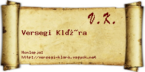 Versegi Klára névjegykártya