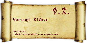 Versegi Klára névjegykártya